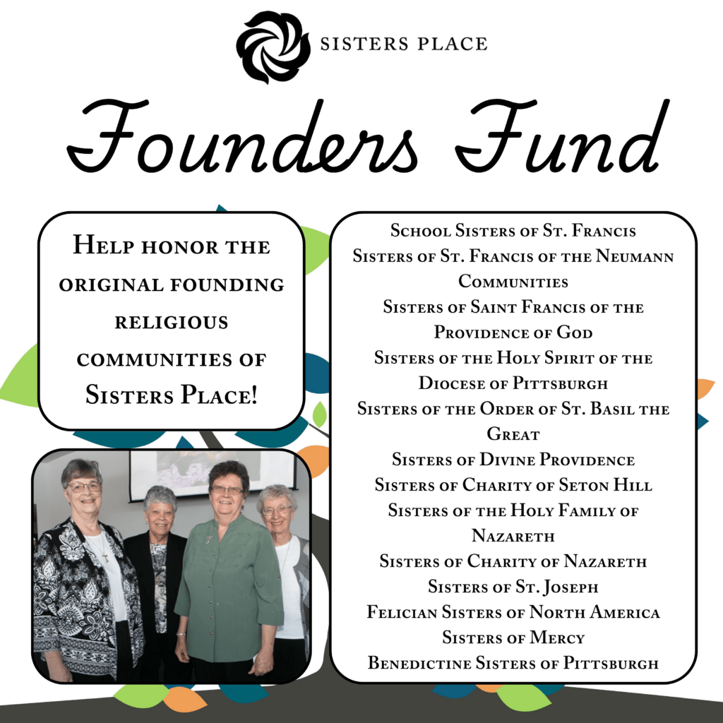 An image listing Sisters Place founding organizations, as well as an image of some of the founders