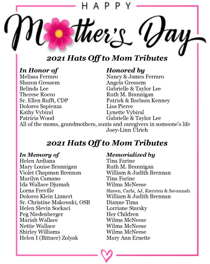 2021 Hats Off to Mom Tributes listing